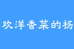 喜欢洋香菜的杨鼎