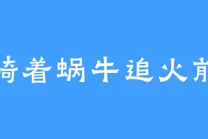 骑着蜗牛追火前