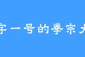 黄字一号的拳宗大神