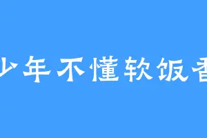 少年不懂软饭香