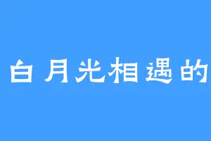 与白月光相遇的梦