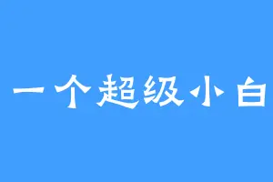 一个超级小白