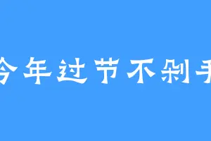 今年过节不剁手